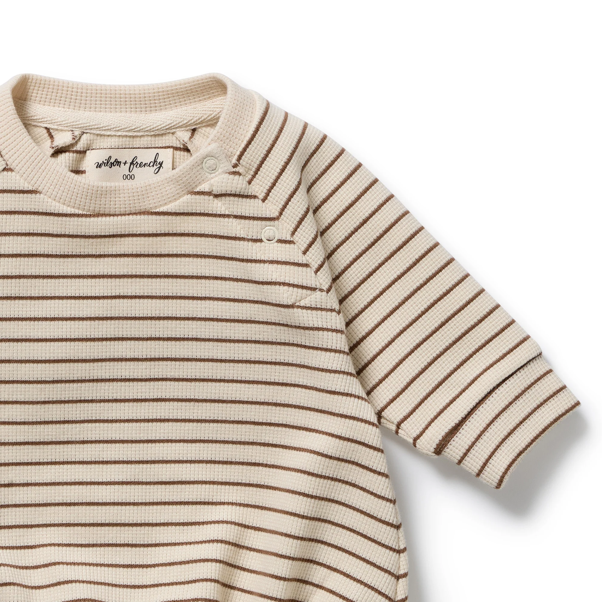 Nutmeg Stripe Organic Waffle Bodysuit - Image 4