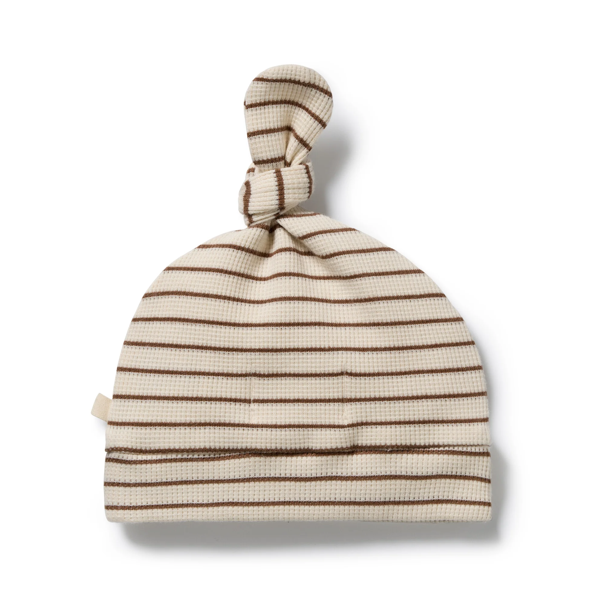 Nutmeg Stripe Organic Waffle Knot Hat - Image 3