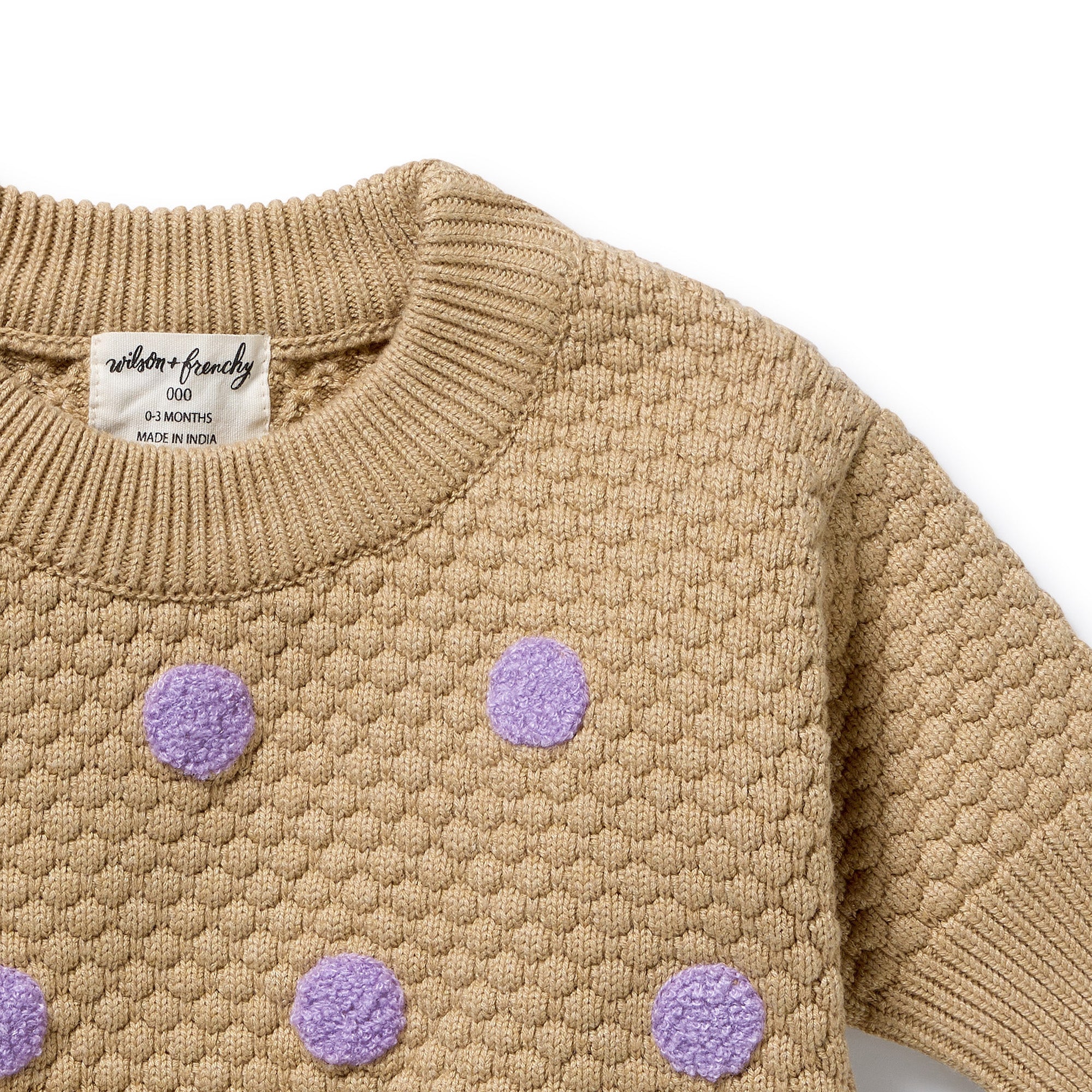 Oat and Mulberry Organic Knitted Bauble Jumper - Image 4