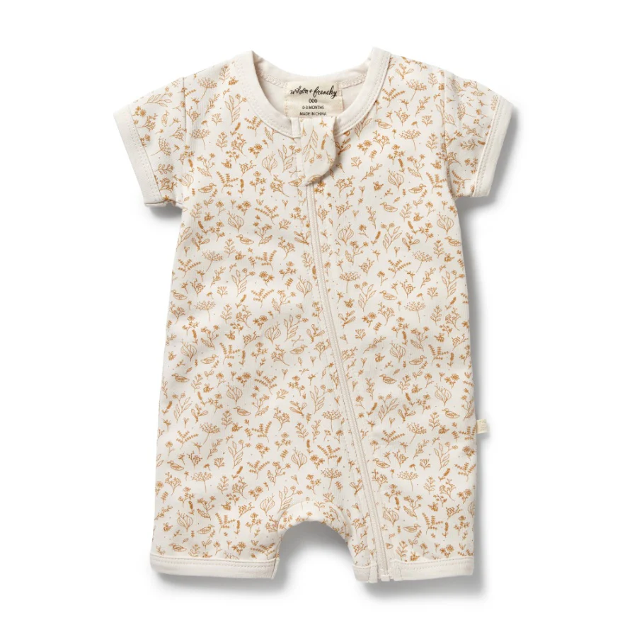 Organic Boyleg Zipsuit - Little Garden