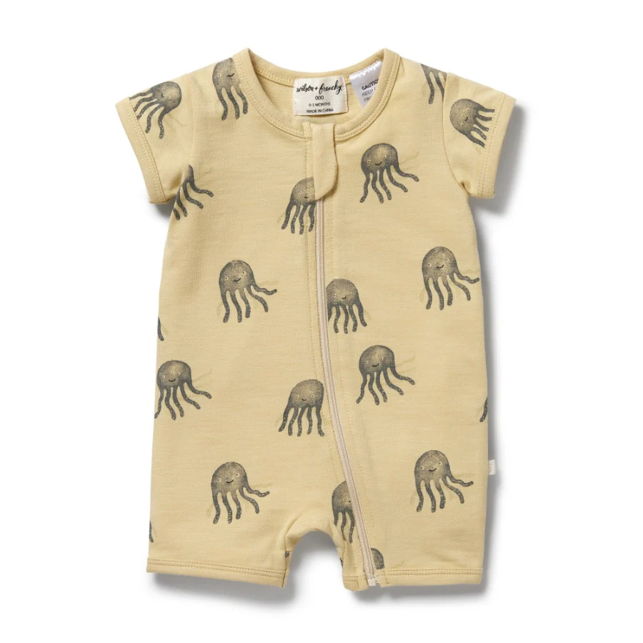 Organic Boyleg Zipsuit - Ollie Octopus