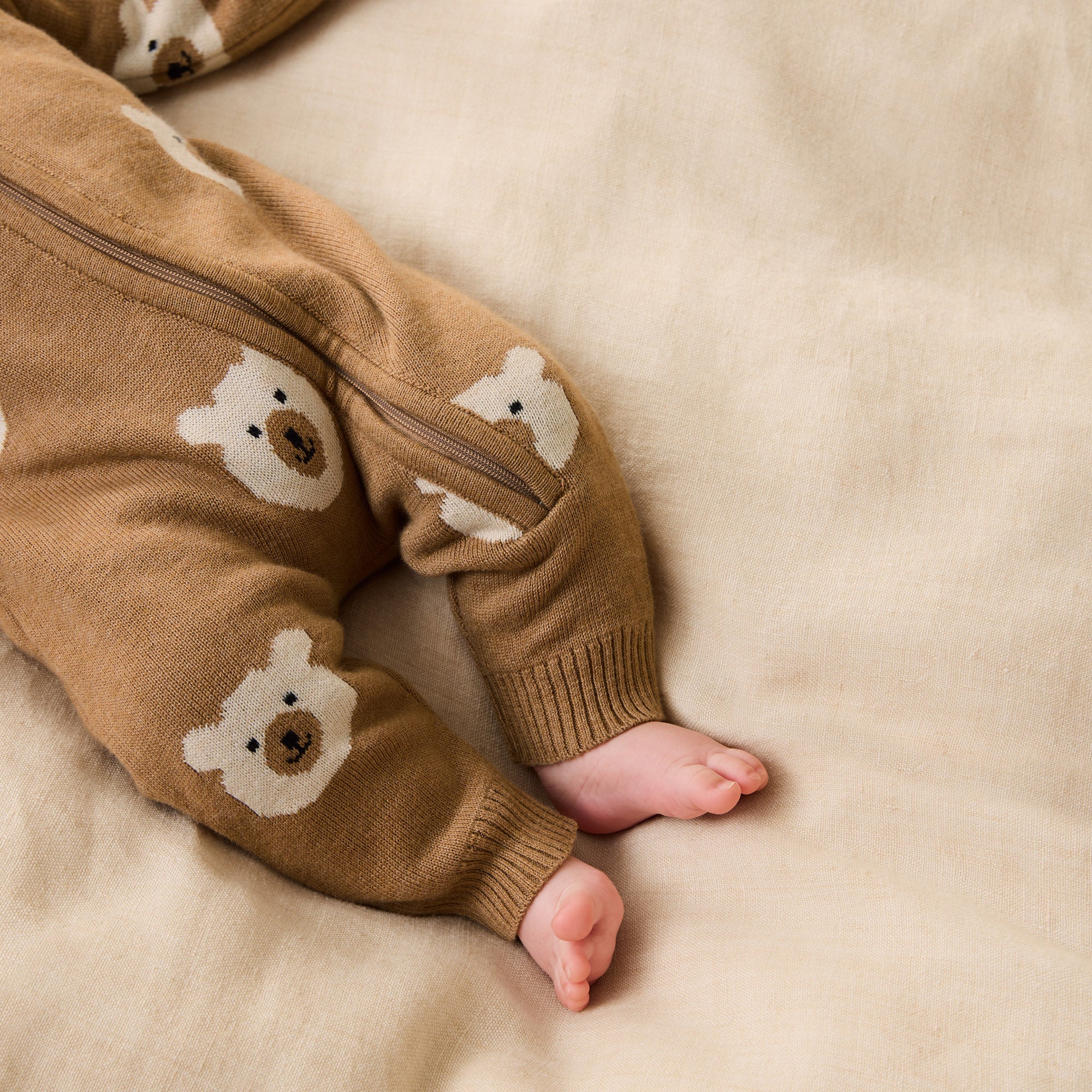 Beary Cute Organic Knitted Jacquard Growsuit - Image 3