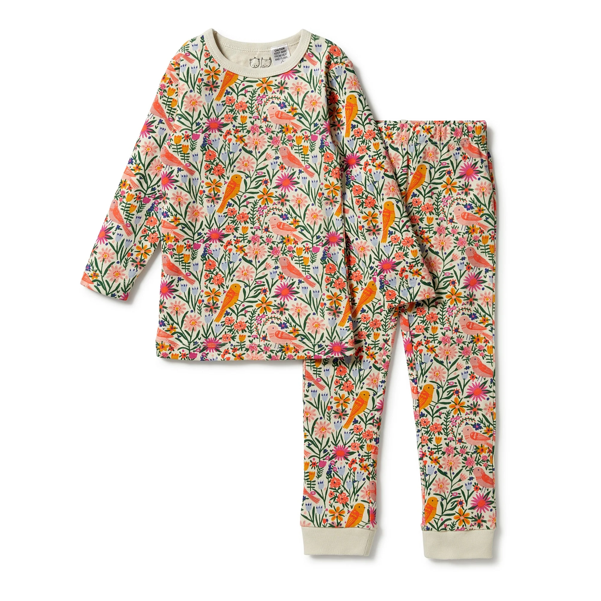Organic Long Sleeve Pyjamas - Birdy Floral