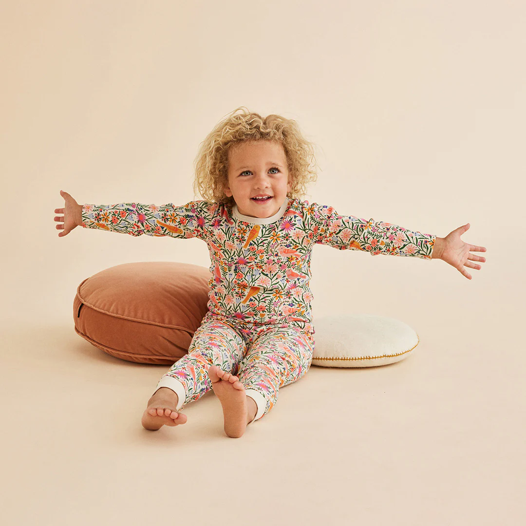Organic Long Sleeve Pyjamas - Birdy Floral - Image 2