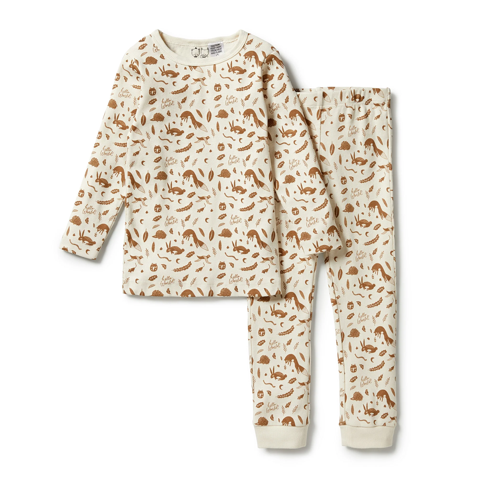 Organic Long Sleeve Pyjamas - Hello World