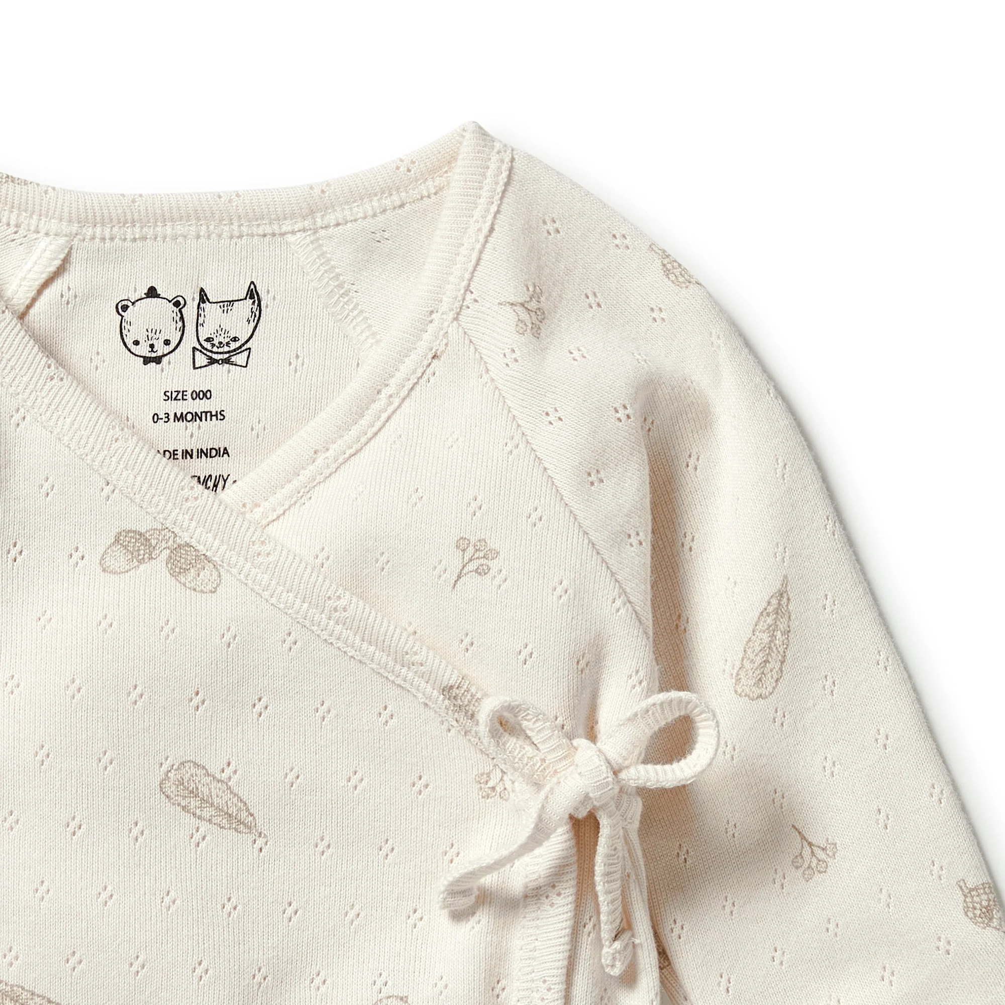 Organic Pointelle Long Sleeve Kimono Top - Little Acorn - Image 3