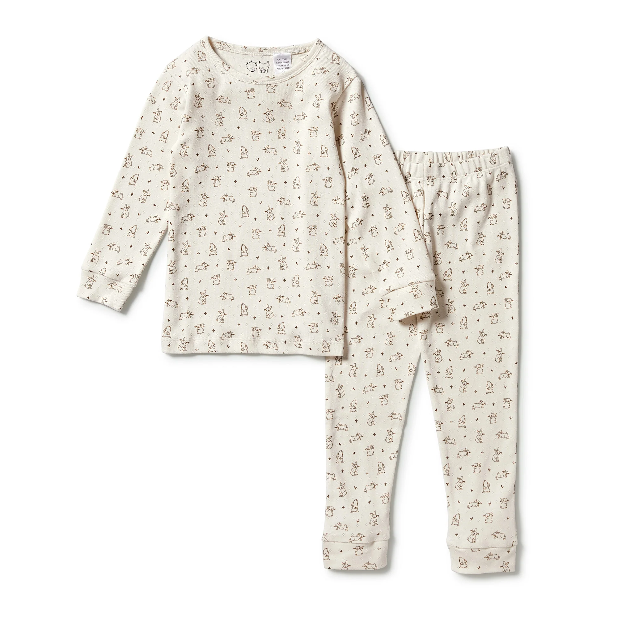 Organic Pointelle Long Sleeve Pyjamas - Bunny Love