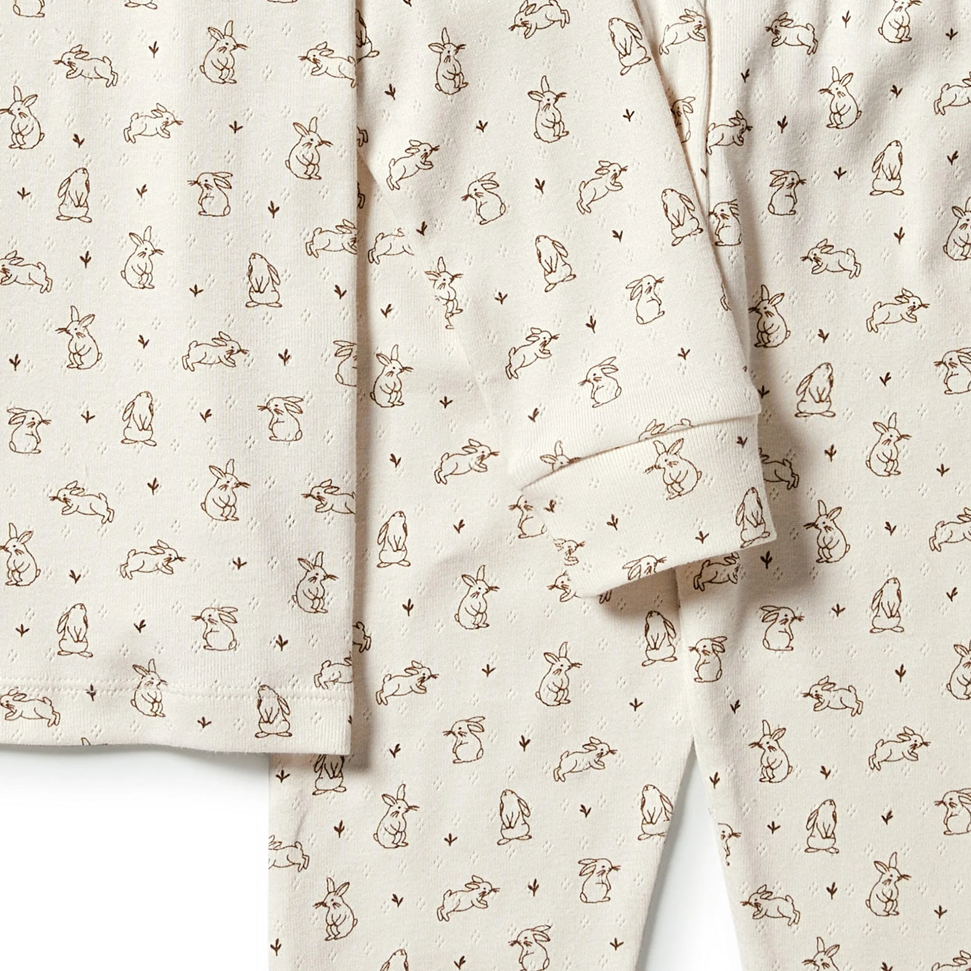 Organic Pointelle Long Sleeve Pyjamas - Bunny Love - Image 4