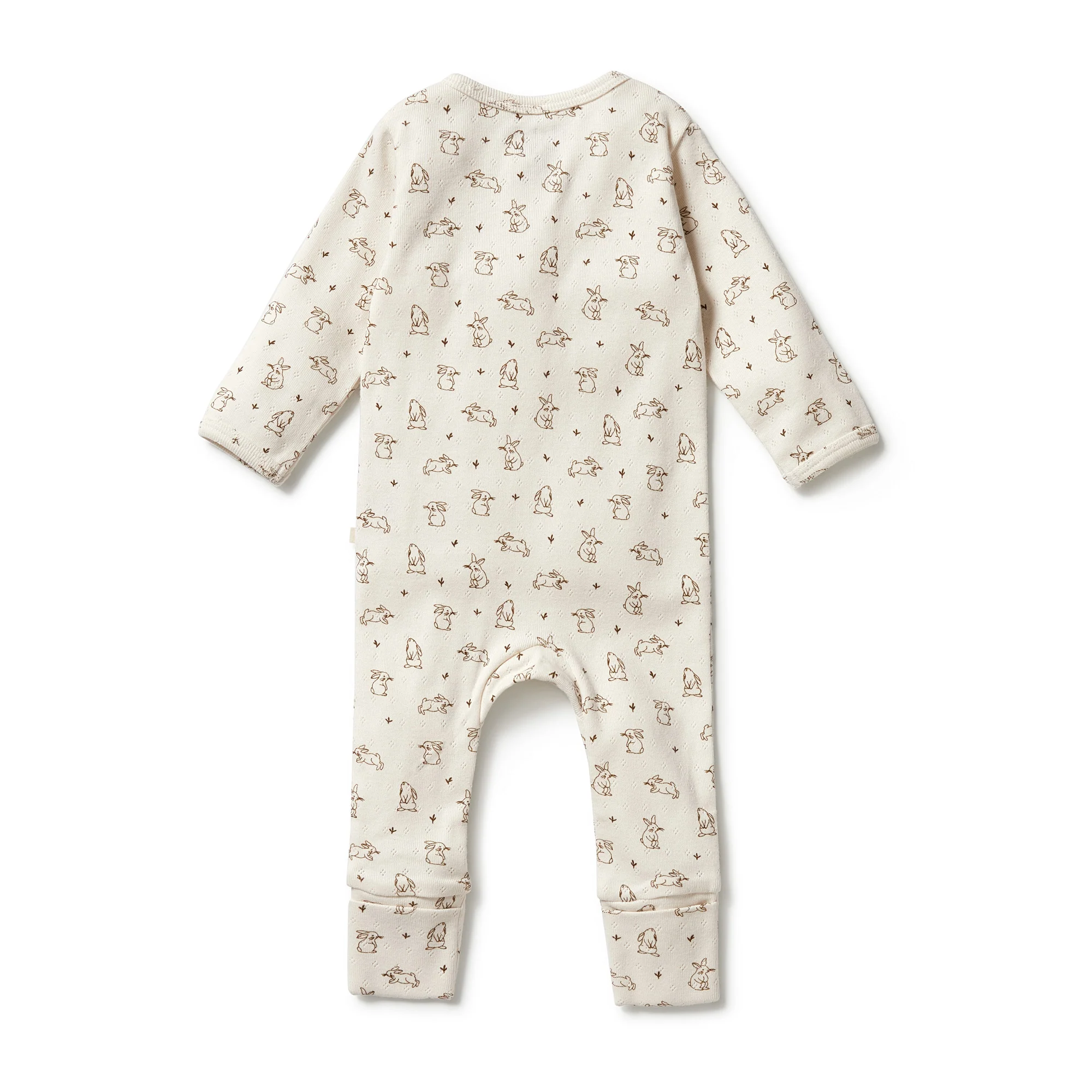 Organic Pointelle Zipsuit with Feet - Bunny Love - Image 3