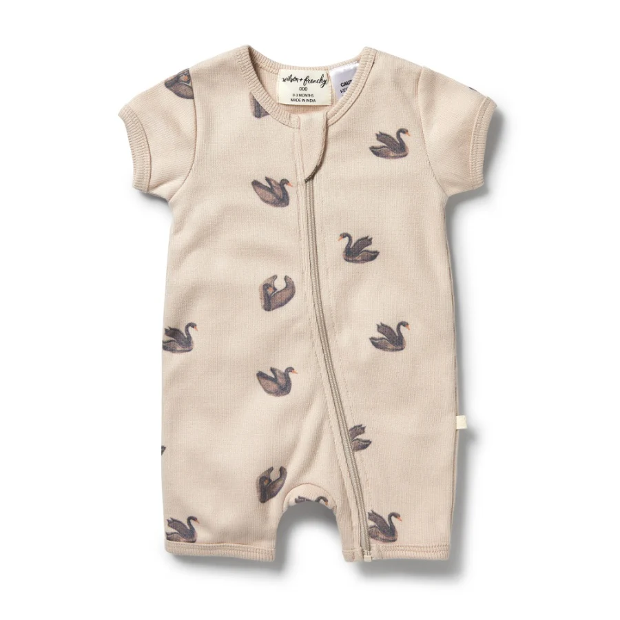 Organic Rib Boyleg Zipsuit - Little Swan