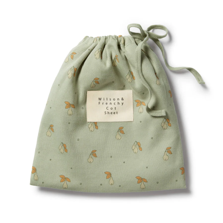 Organic Rib Cot Sheet - Perfect Pears - Image 2