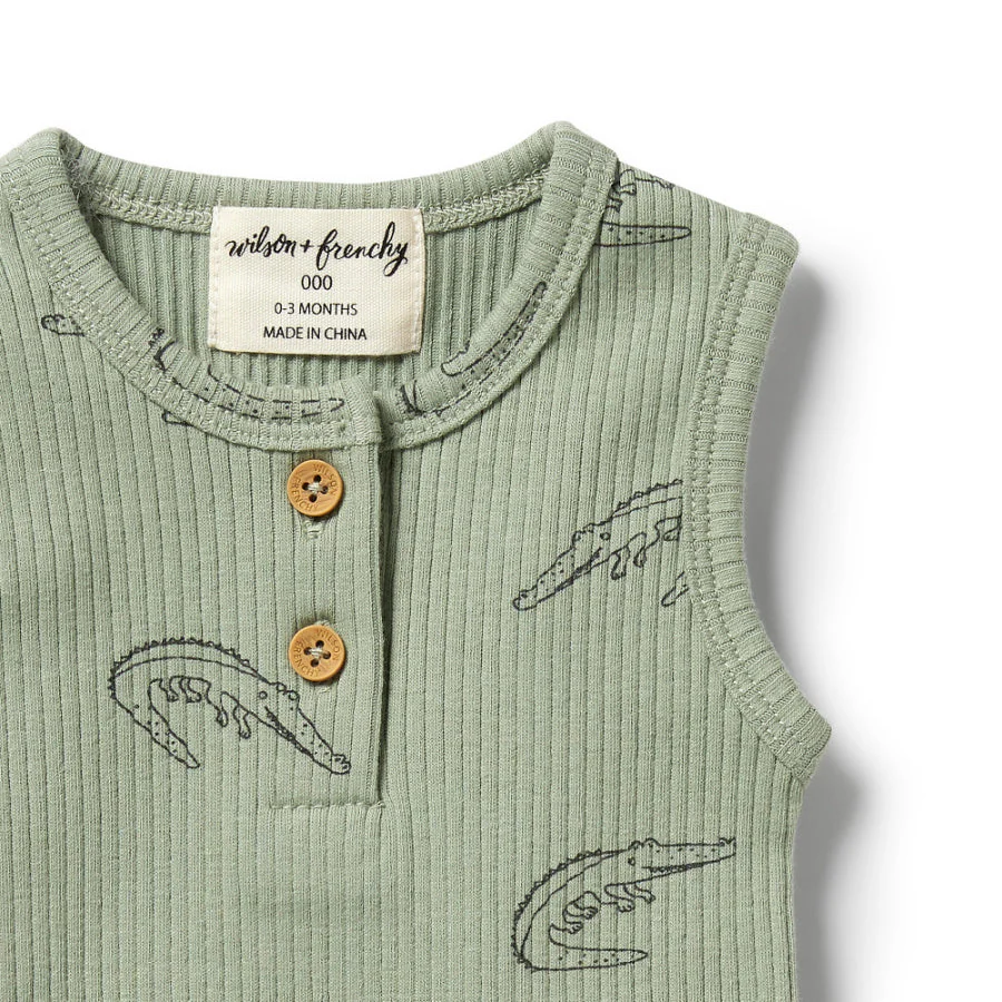 Organic Rib Growsuit - Little Croc - Image 4