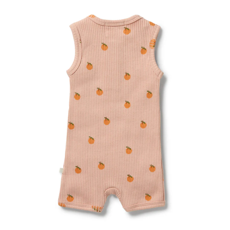 Organic Rib Growsuit - Little Orange - Image 2