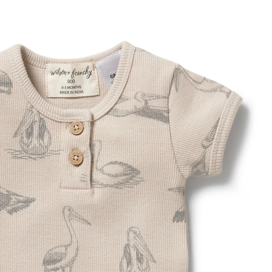 Organic Rib Henley Bodysuit - Little Pelican - Image 3