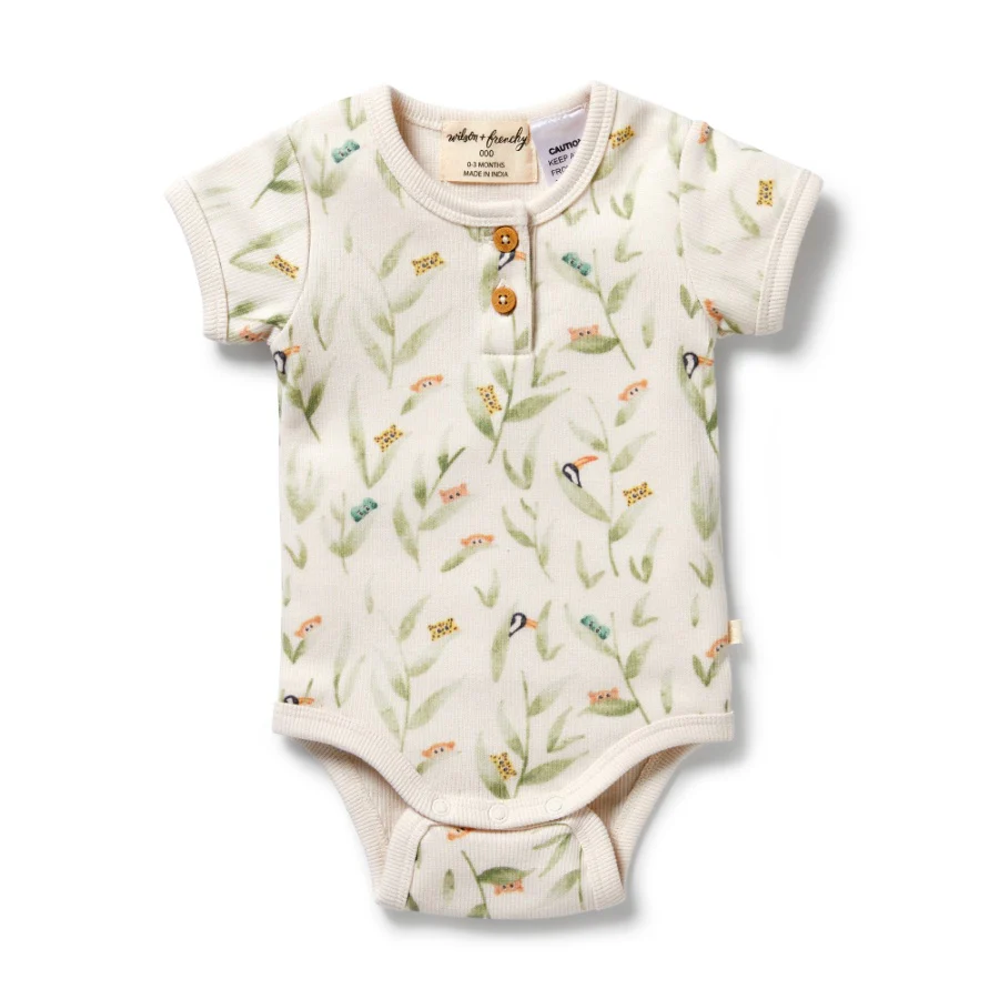 Organic Rib Henley Bodysuit - Peek-a-Boo