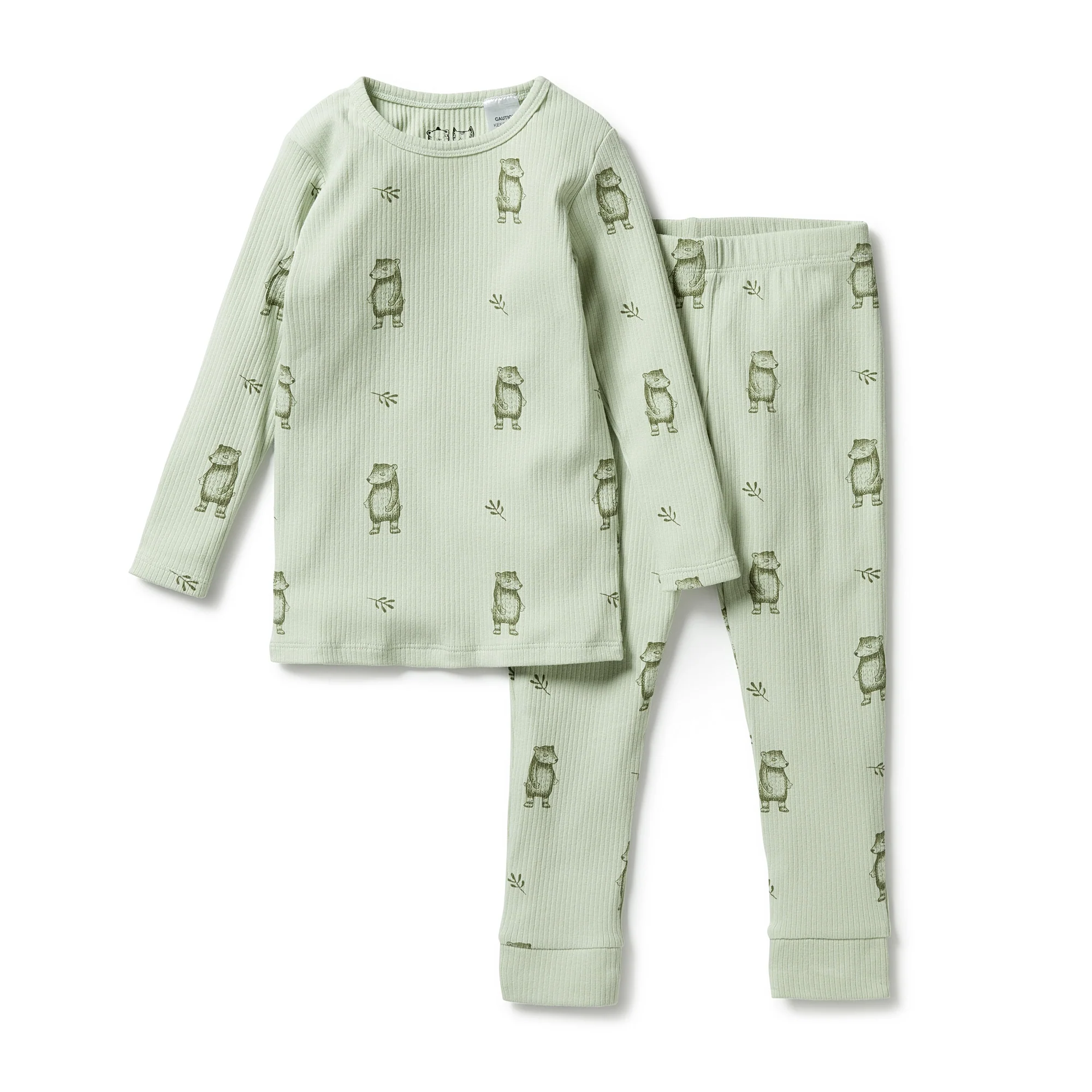 Organic Rib Long Sleeve Pyjamas - Bear Hug