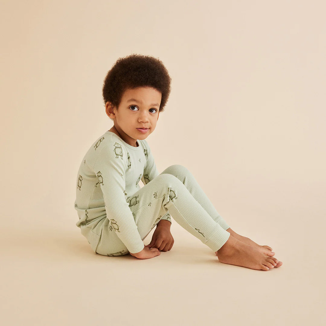 Organic Rib Long Sleeve Pyjamas - Bear Hug - Image 2