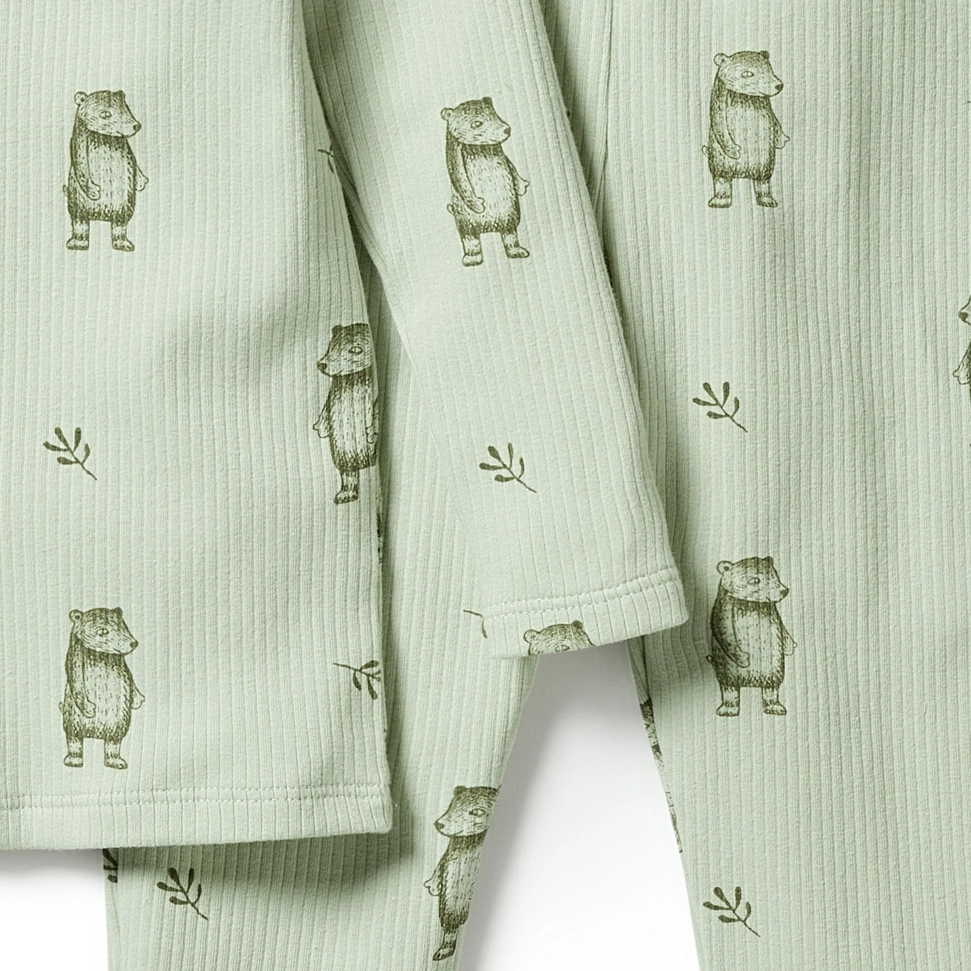 Organic Rib Long Sleeve Pyjamas - Bear Hug - Image 4