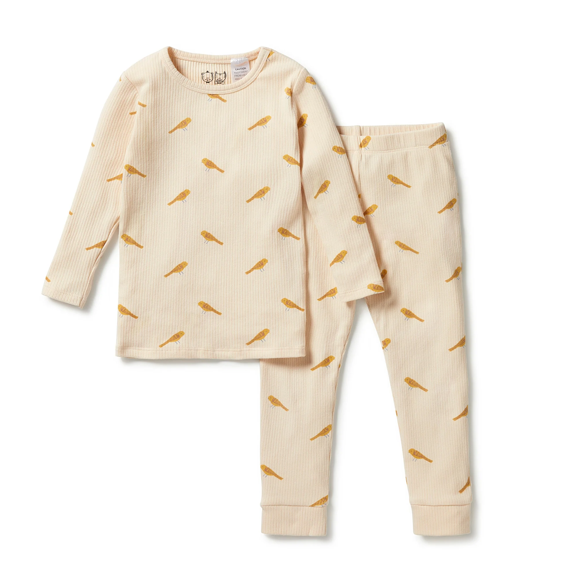 Organic Rib Long Sleeve Pyjamas - Tweet Tweet