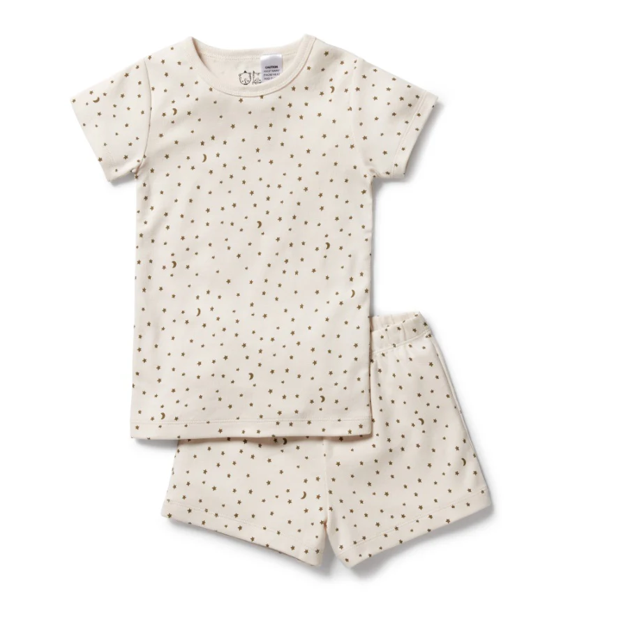 Organic Rib Short Sleeve Pyjamas - Chasing the Moon