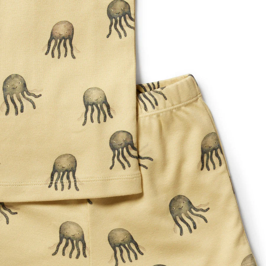 Organic Rib Short Sleeve Pyjamas - Ollie Octopus - Image 4