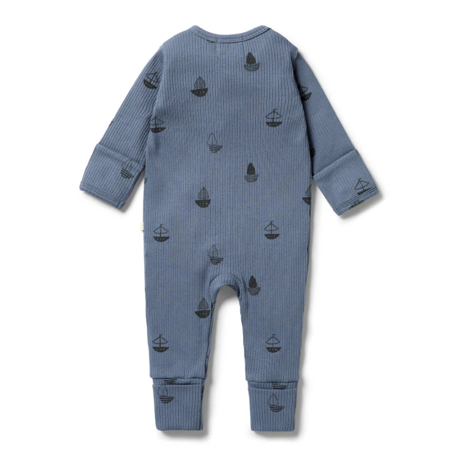 Organic Rib Zipsuit with Feet - Billie Boats - Image 2