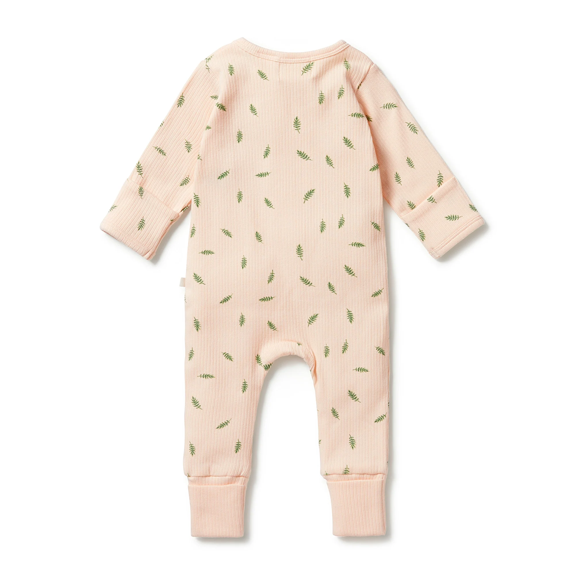 Organic Rib Zipsuit with Feet - Falling Leaf - Image 2
