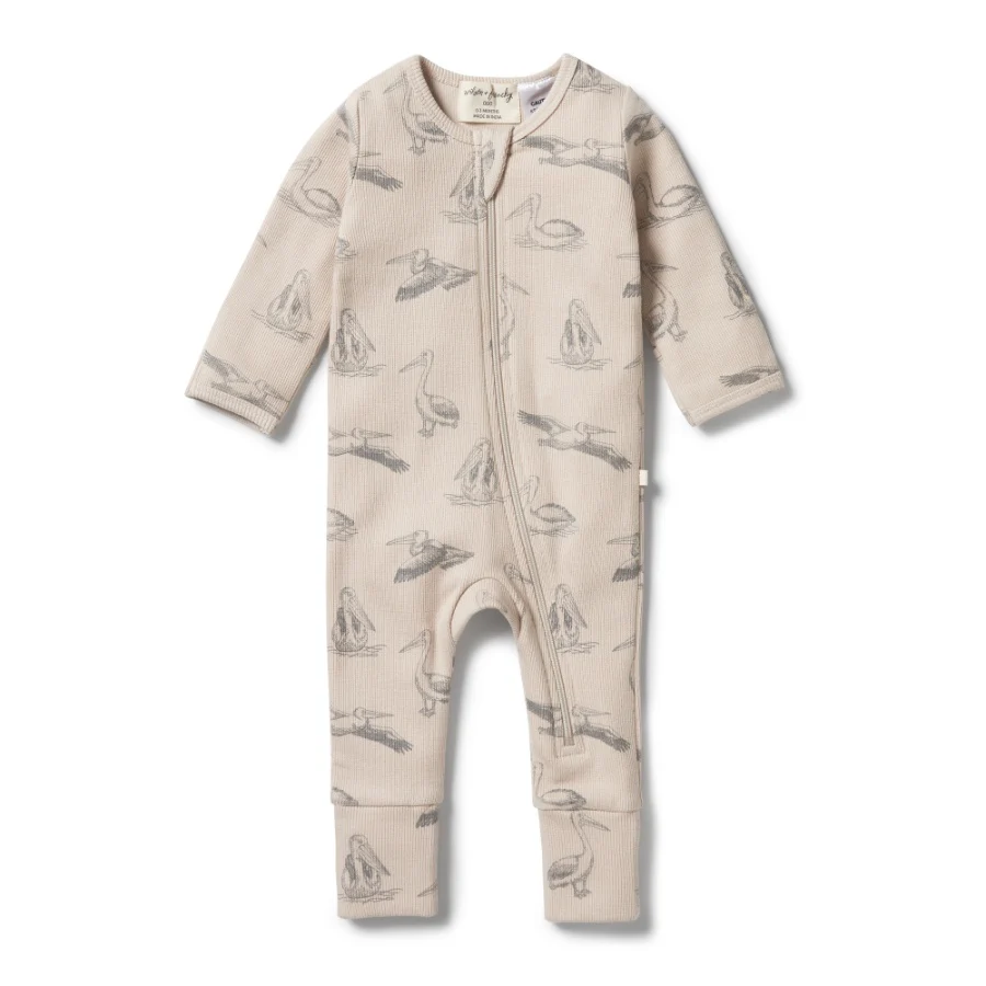 Organic Rib Zipsuit with Feet - Little Pelican