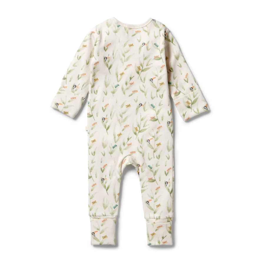 Organic Rib Zipsuit with Feet - Peek-a-Boo - Image 2