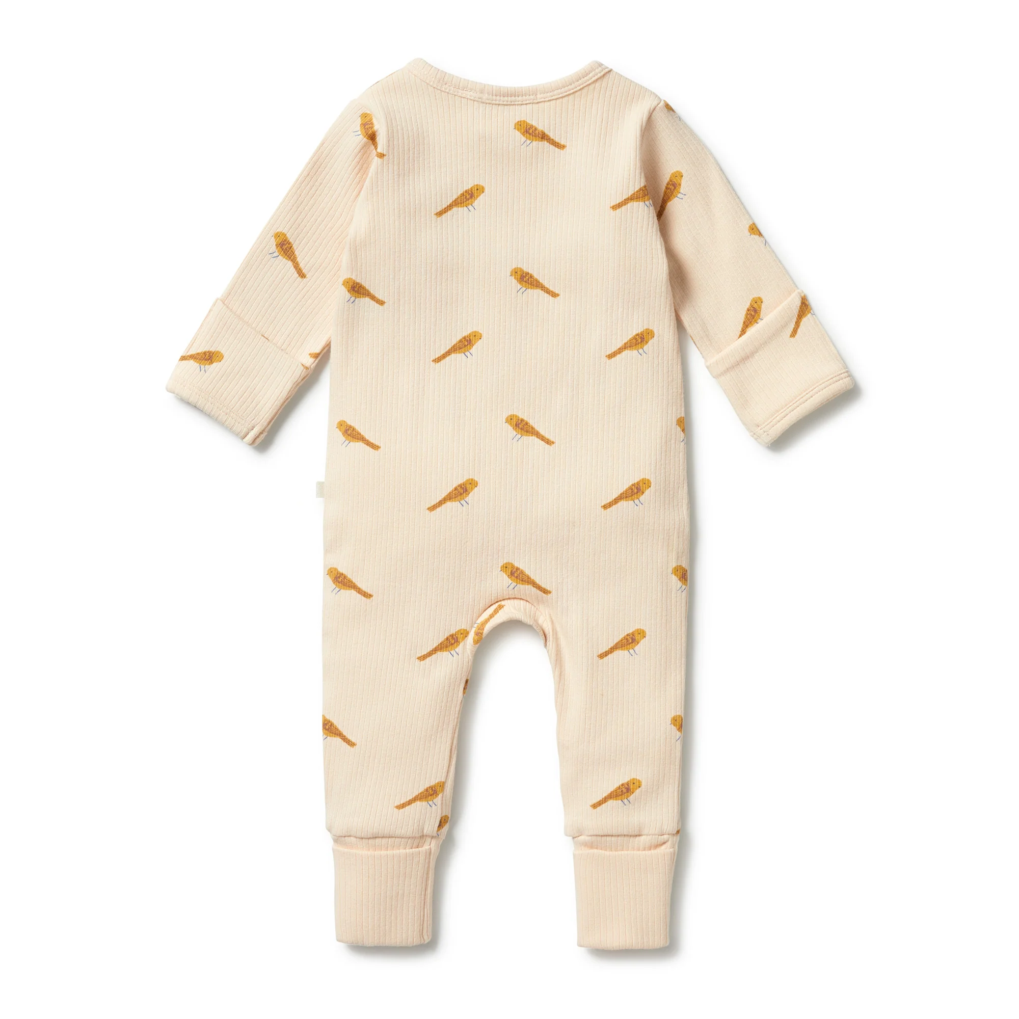 Organic Rib Zipsuit with Feet - Tweet Tweet - Image 2