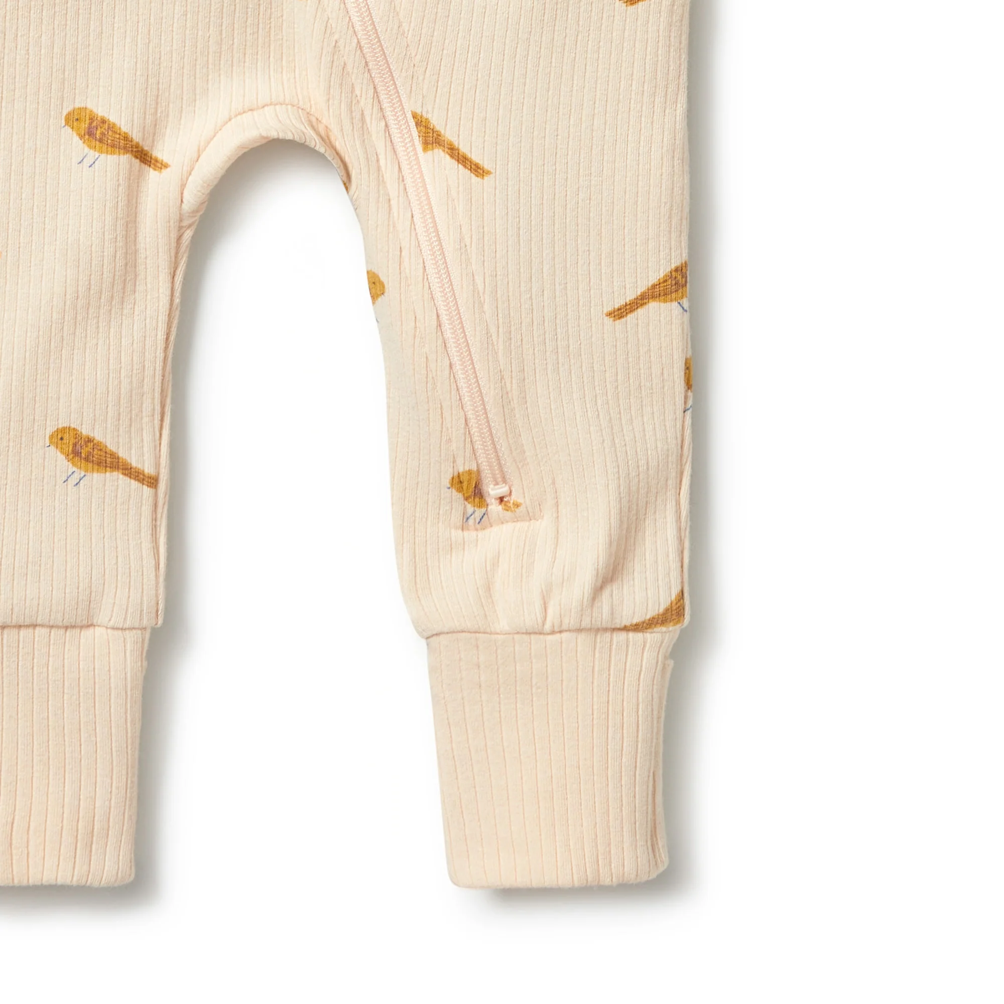 Organic Rib Zipsuit with Feet - Tweet Tweet - Image 4