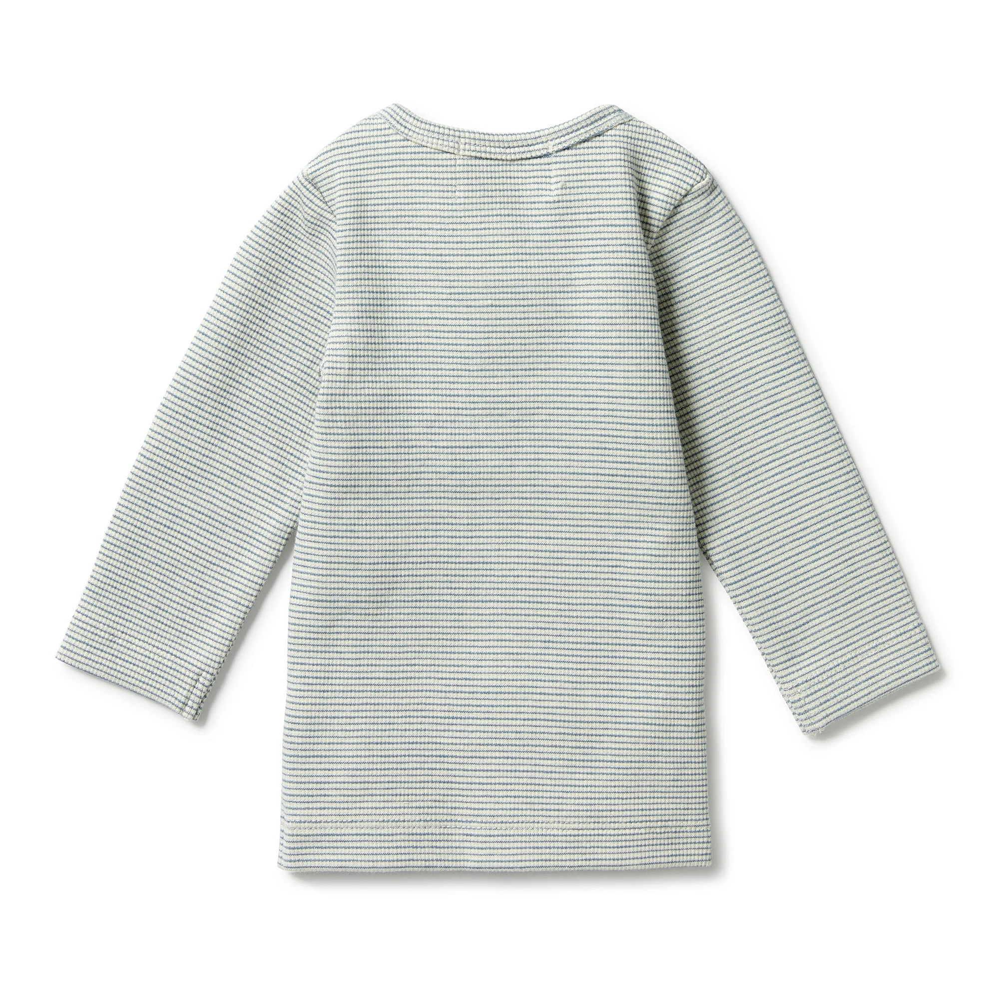 Organic Stripe Rib Henley Top - Bluestone - Image 3