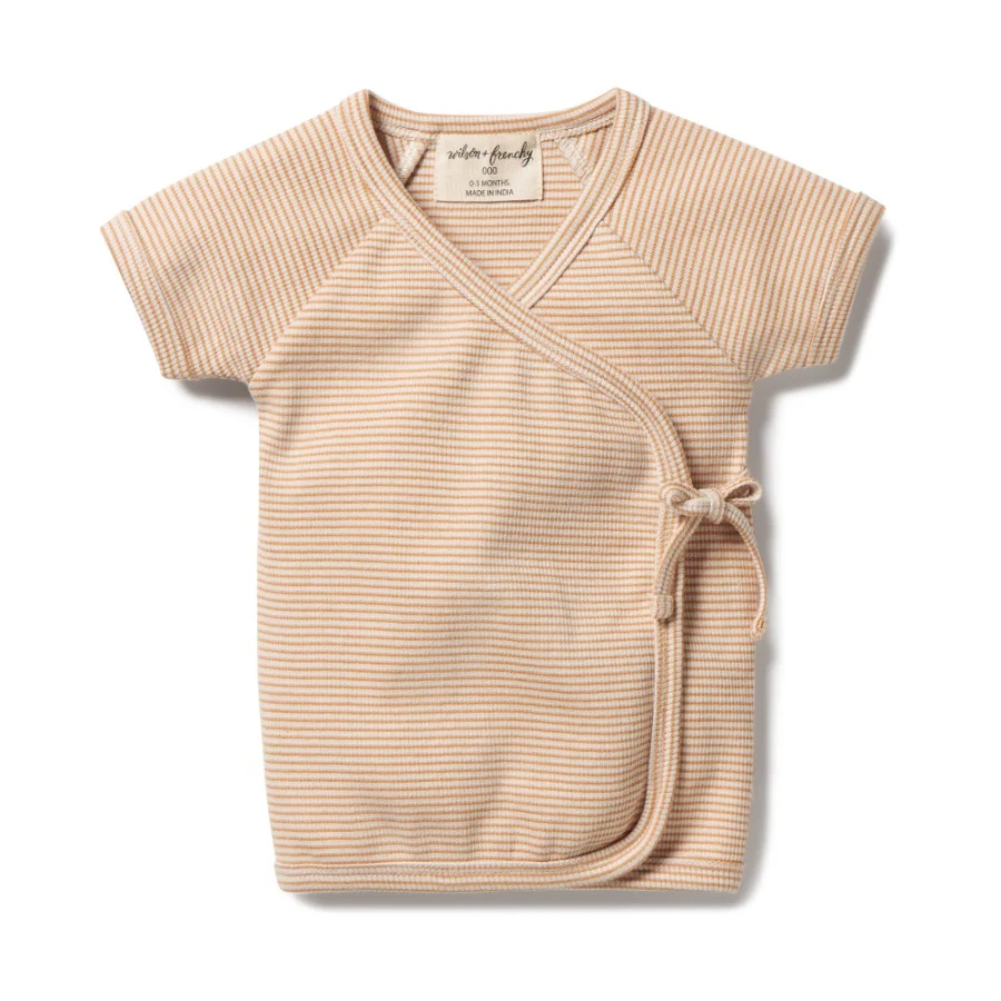Organic Stripe Rib Kimono Top - Toffee