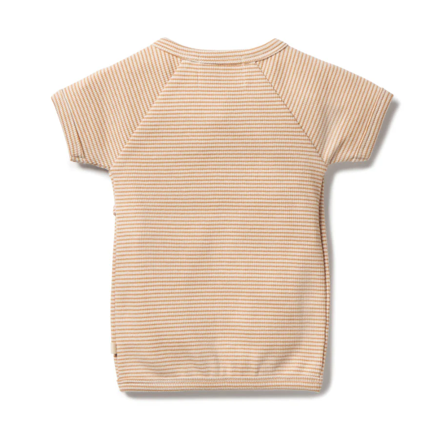 Organic Stripe Rib Kimono Top - Toffee - Image 2