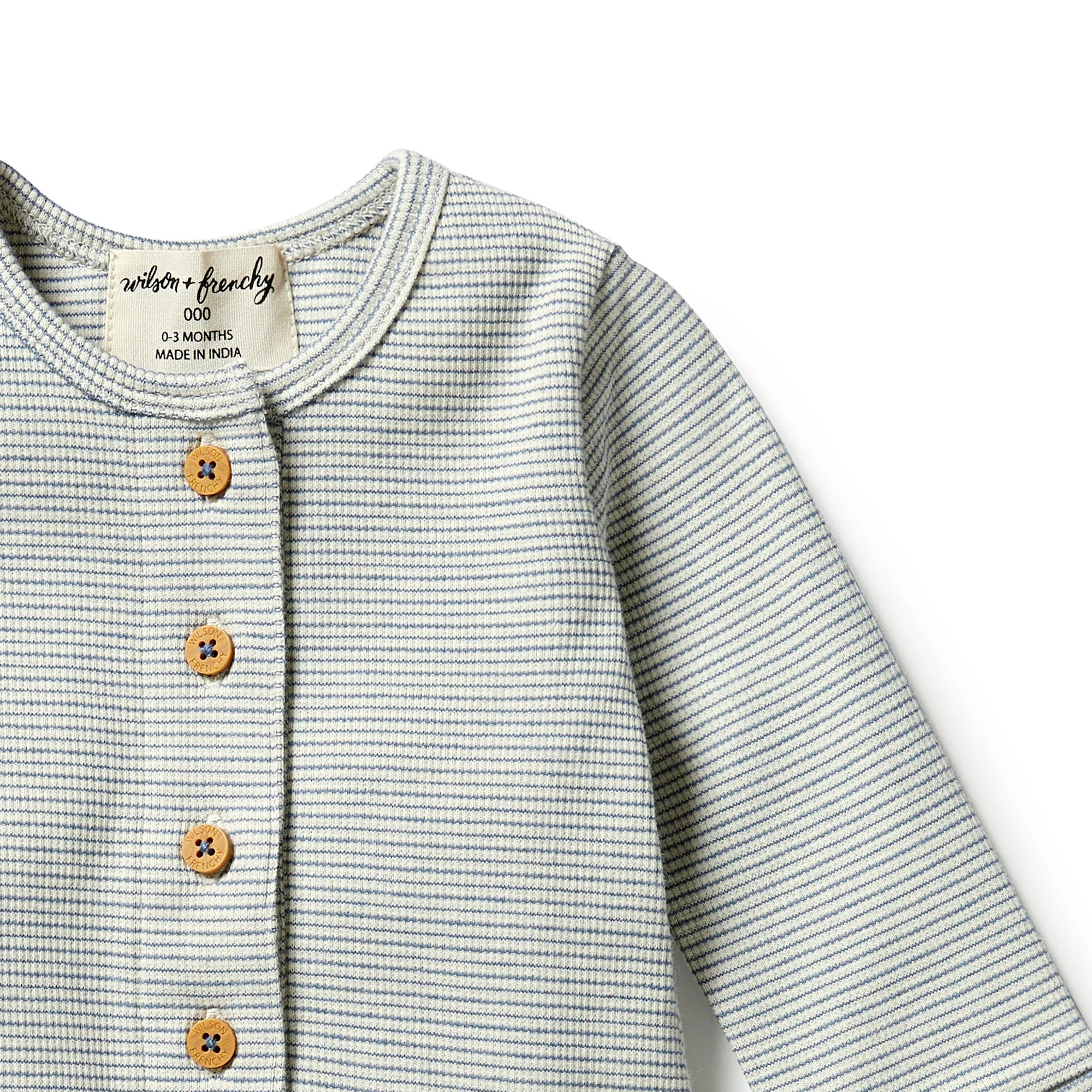 Organic Stripe Rib Slouch Growsuit - Bluestone - Image 2