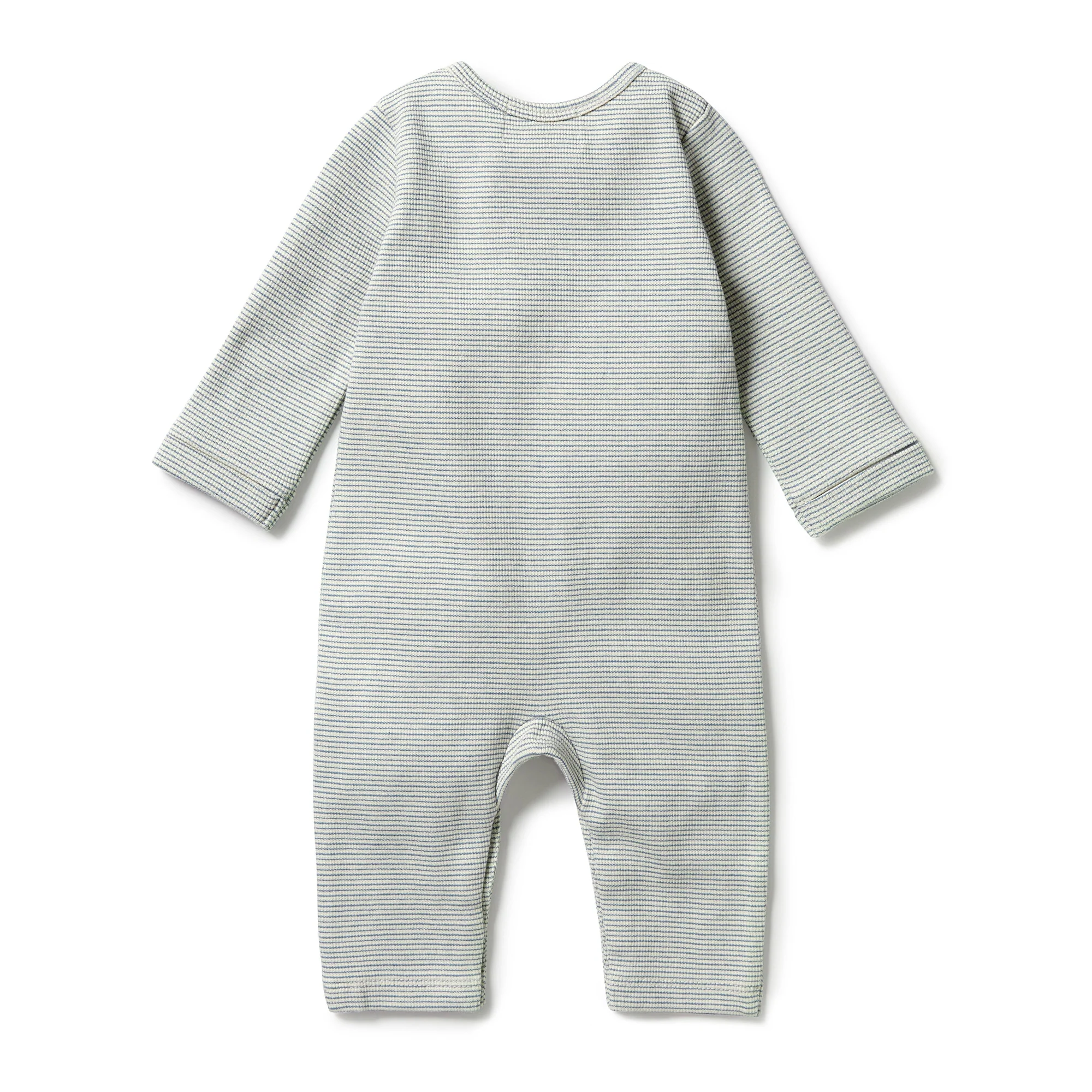 Organic Stripe Rib Slouch Growsuit - Bluestone - Image 3