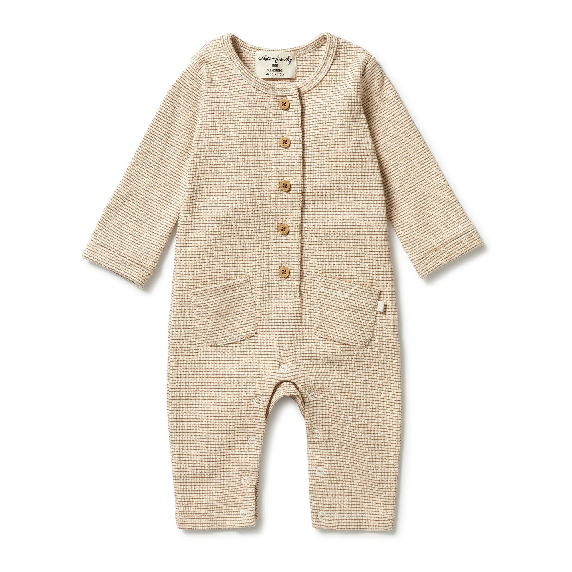Organic Stripe Rib Slouch Growsuit - Spice