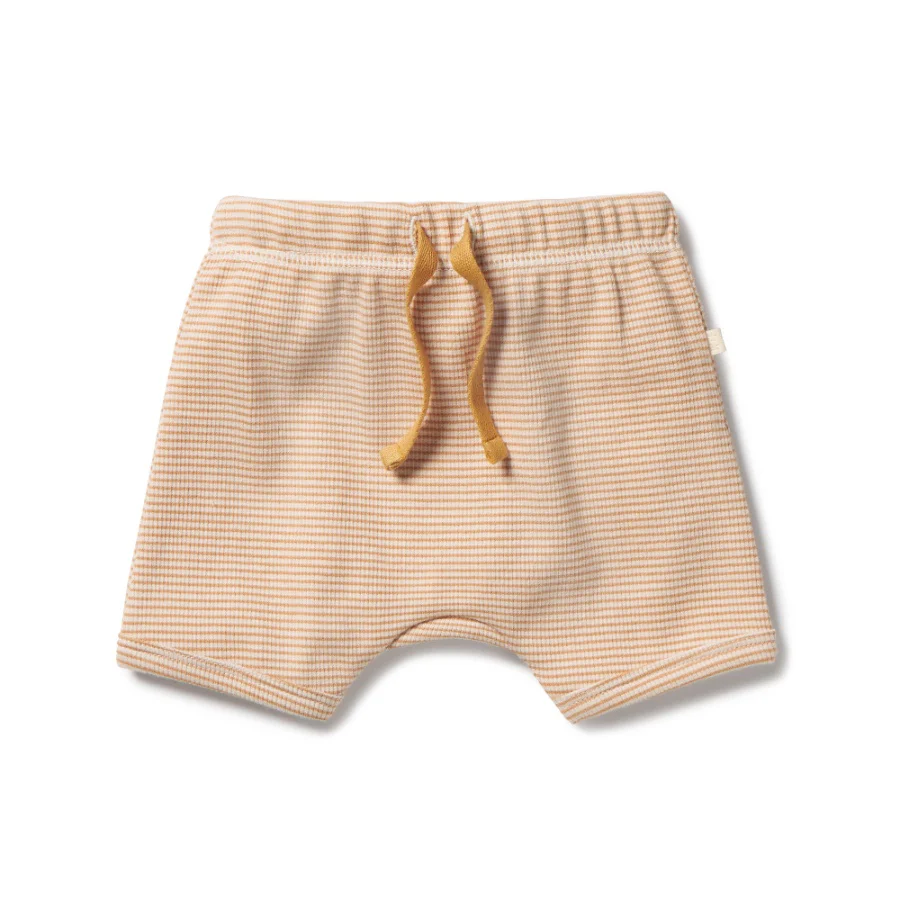 Organic Stripe Rib Tie Front Short - Toffee