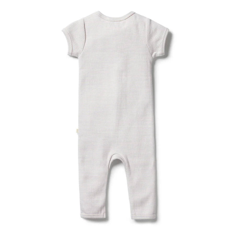 Organic Stripe Rib Zipsuit - Dawn - Image 2