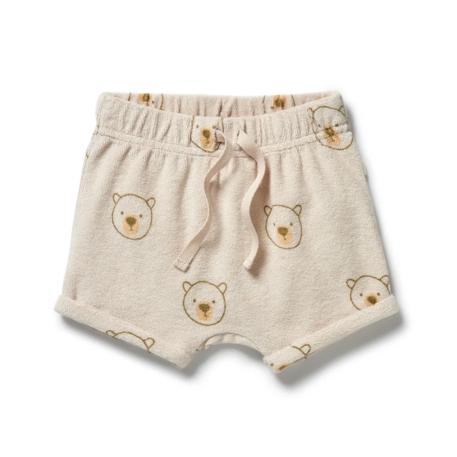 Organic Terry Tie Front Short - Beary Cute