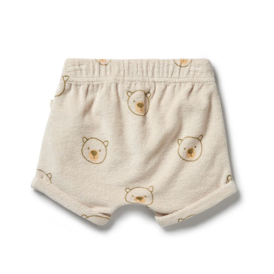Organic Terry Tie Front Short - Beary Cute - Image 3