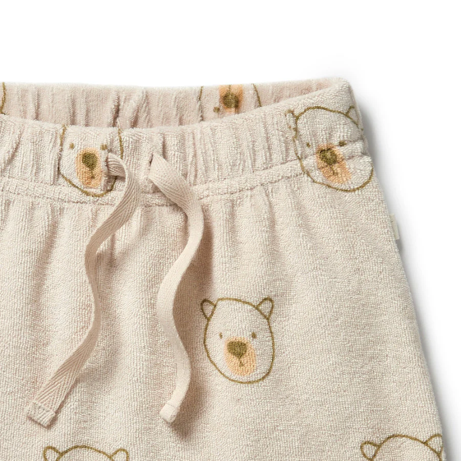 Organic Terry Tie Front Short - Beary Cute - Image 4