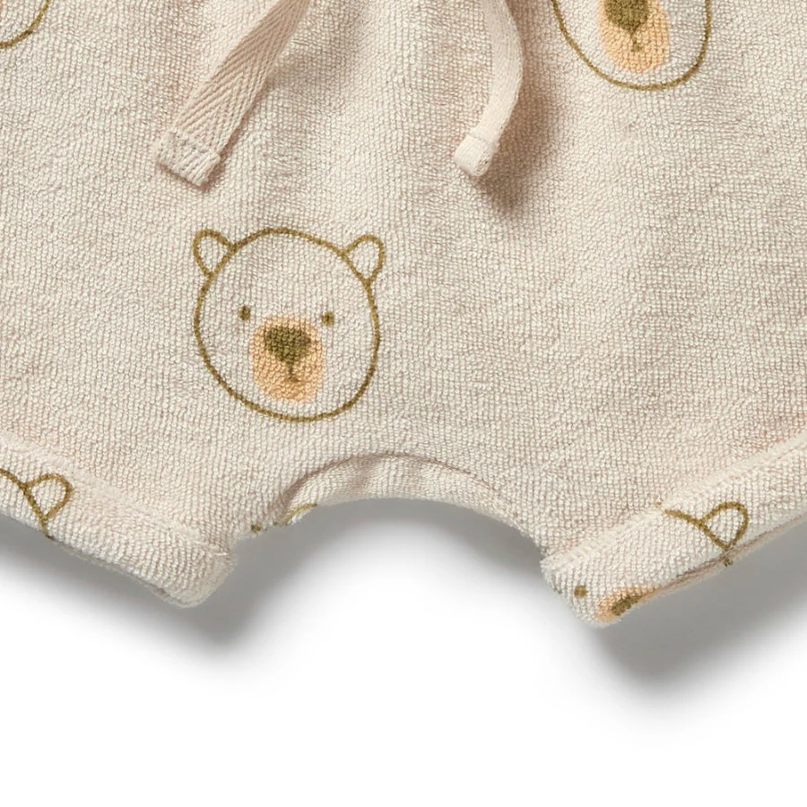 Organic Terry Tie Front Short - Beary Cute - Image 5