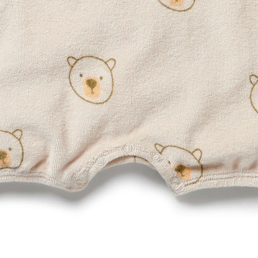 Organic Terry Tie Playsuit - Beary Cute - Image 4