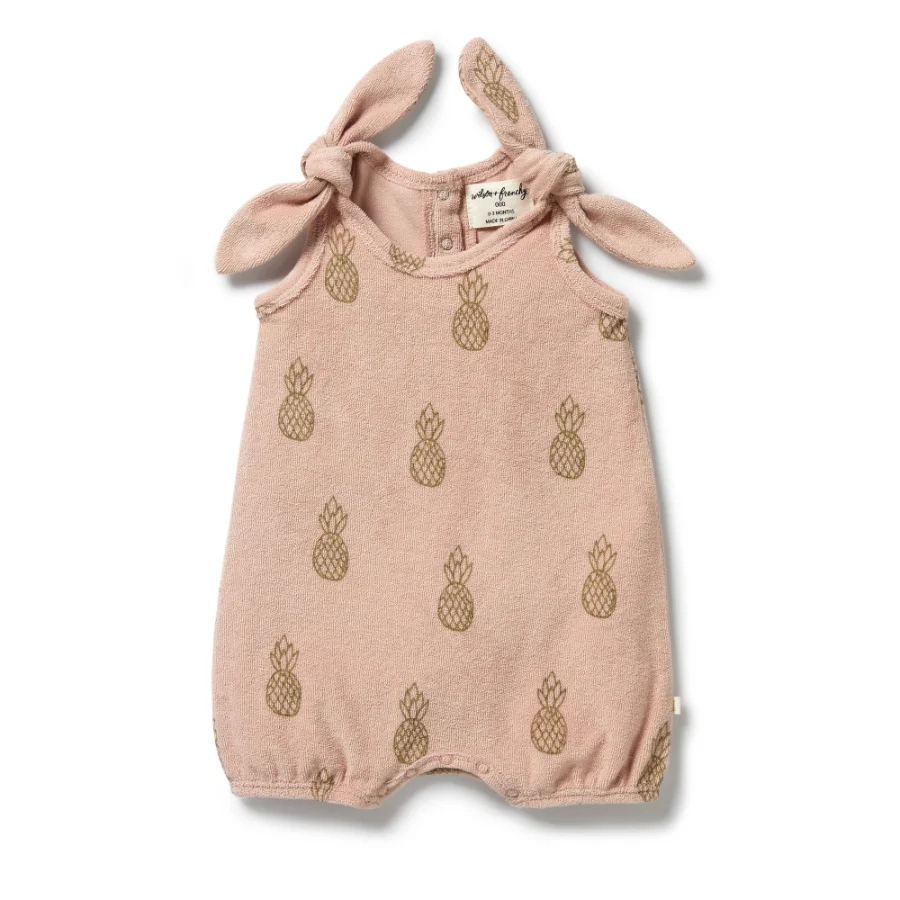 Organic Terry Tie Playsuit - Pineapple