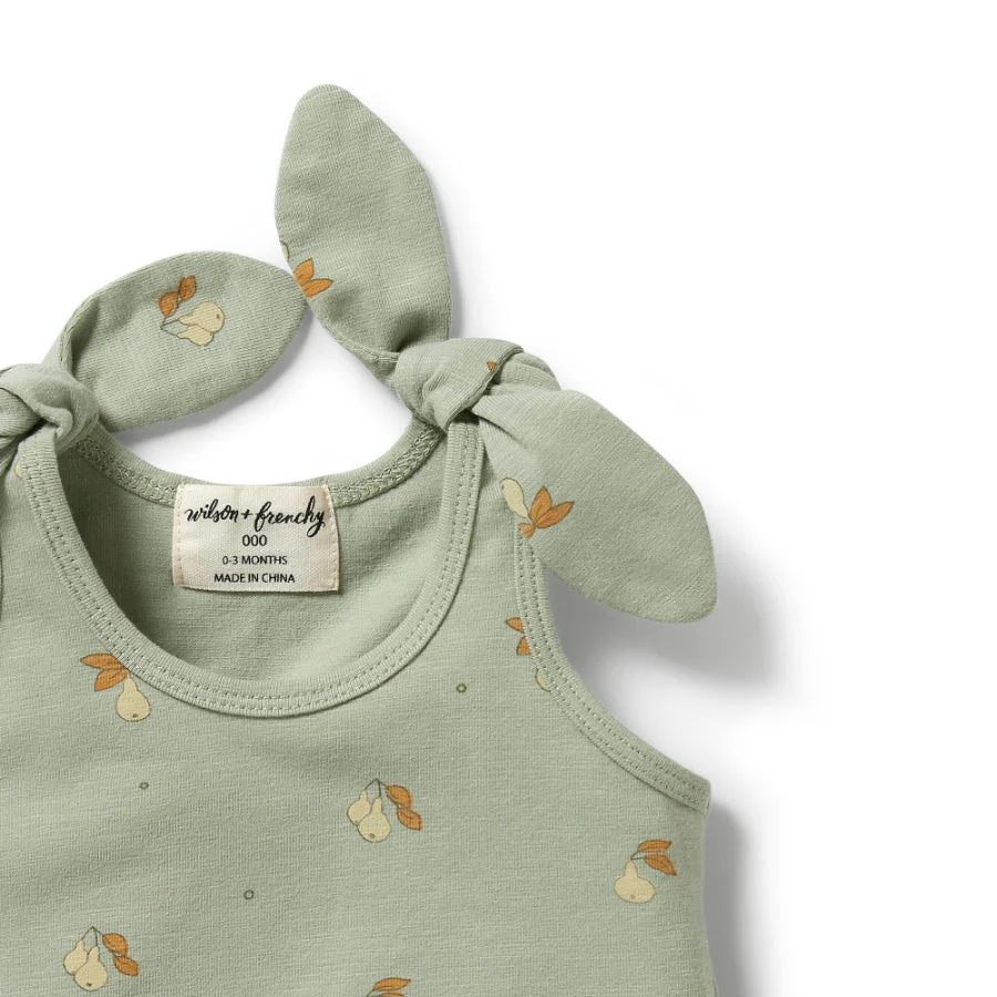 Organic Tie Playsuit - Perfect Pears - Image 3