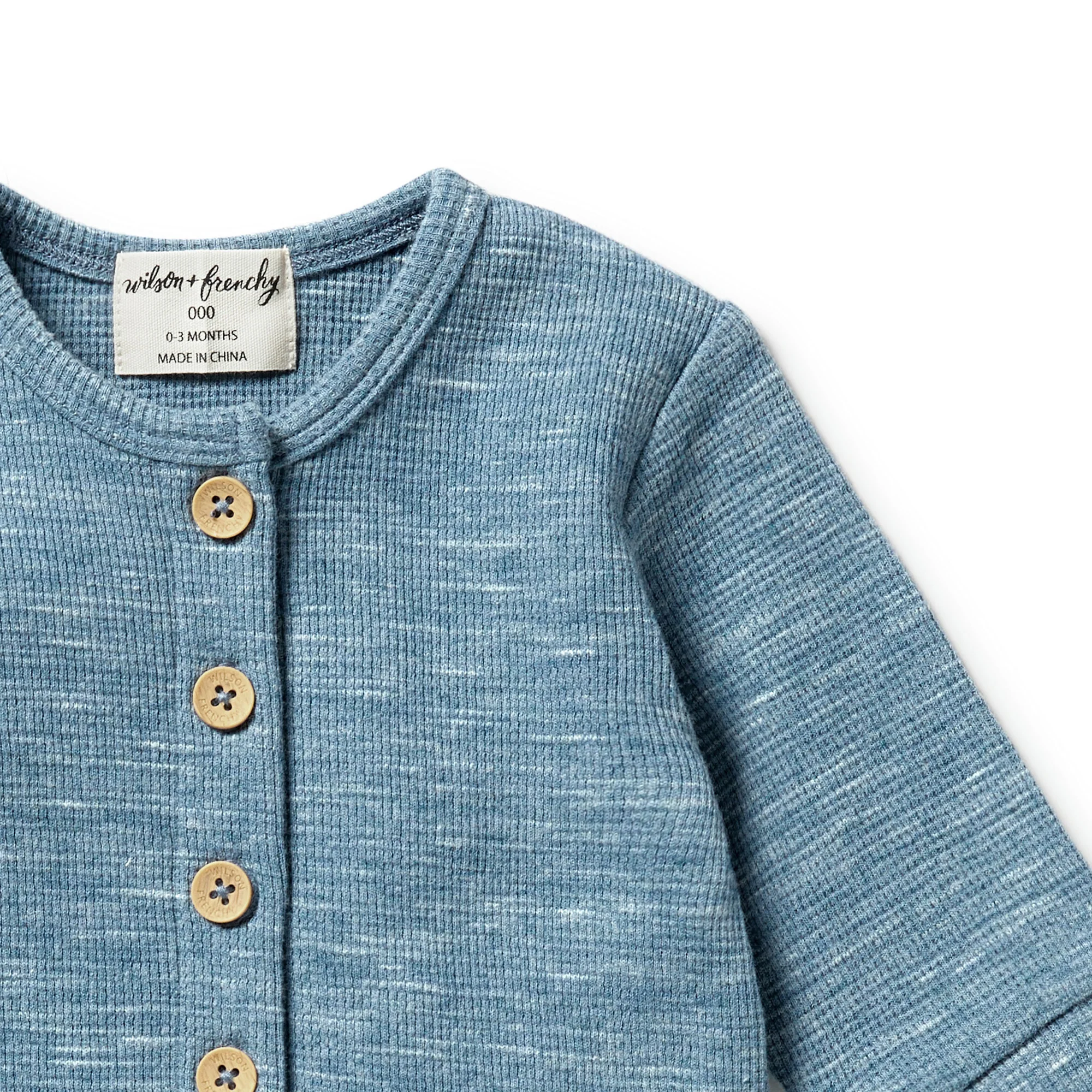 Organic Waffle Pocket Growsuit - Bluestone - Image 3
