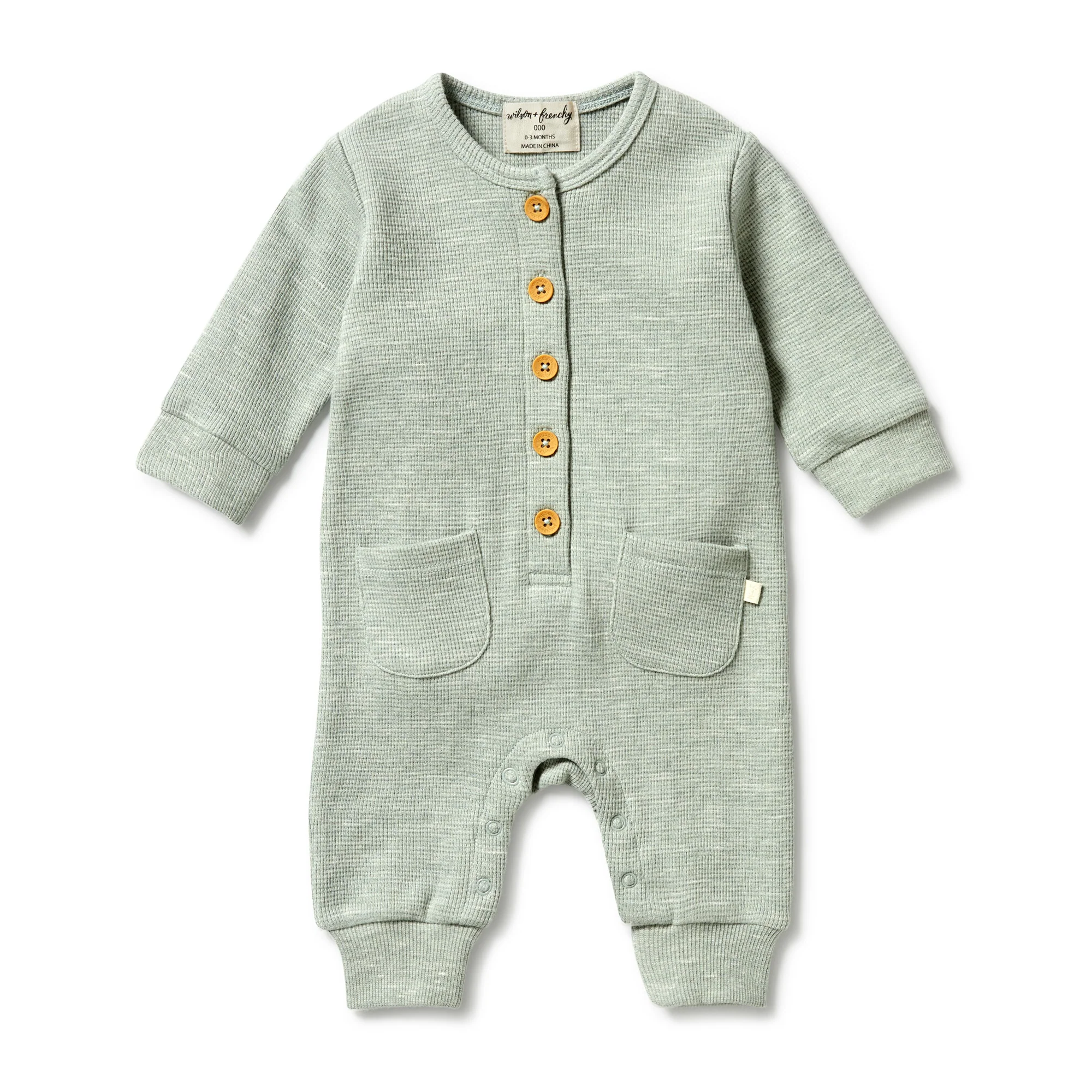 Organic Waffle Pocket Growsuit - Sage