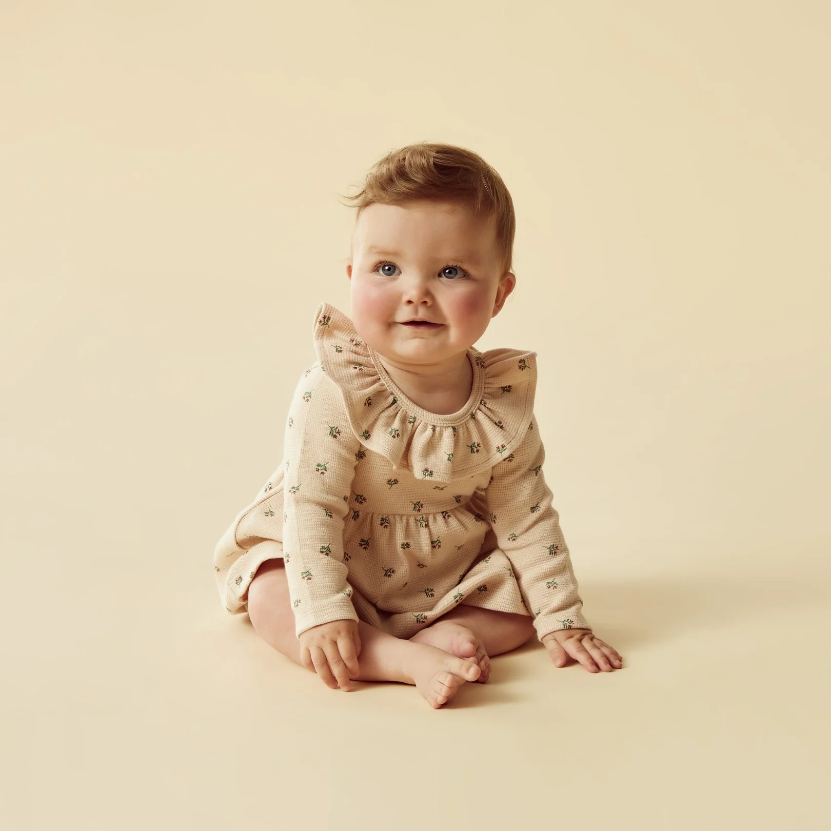 Organic Waffle Ruffle Dress - Emily Floral - Image 2