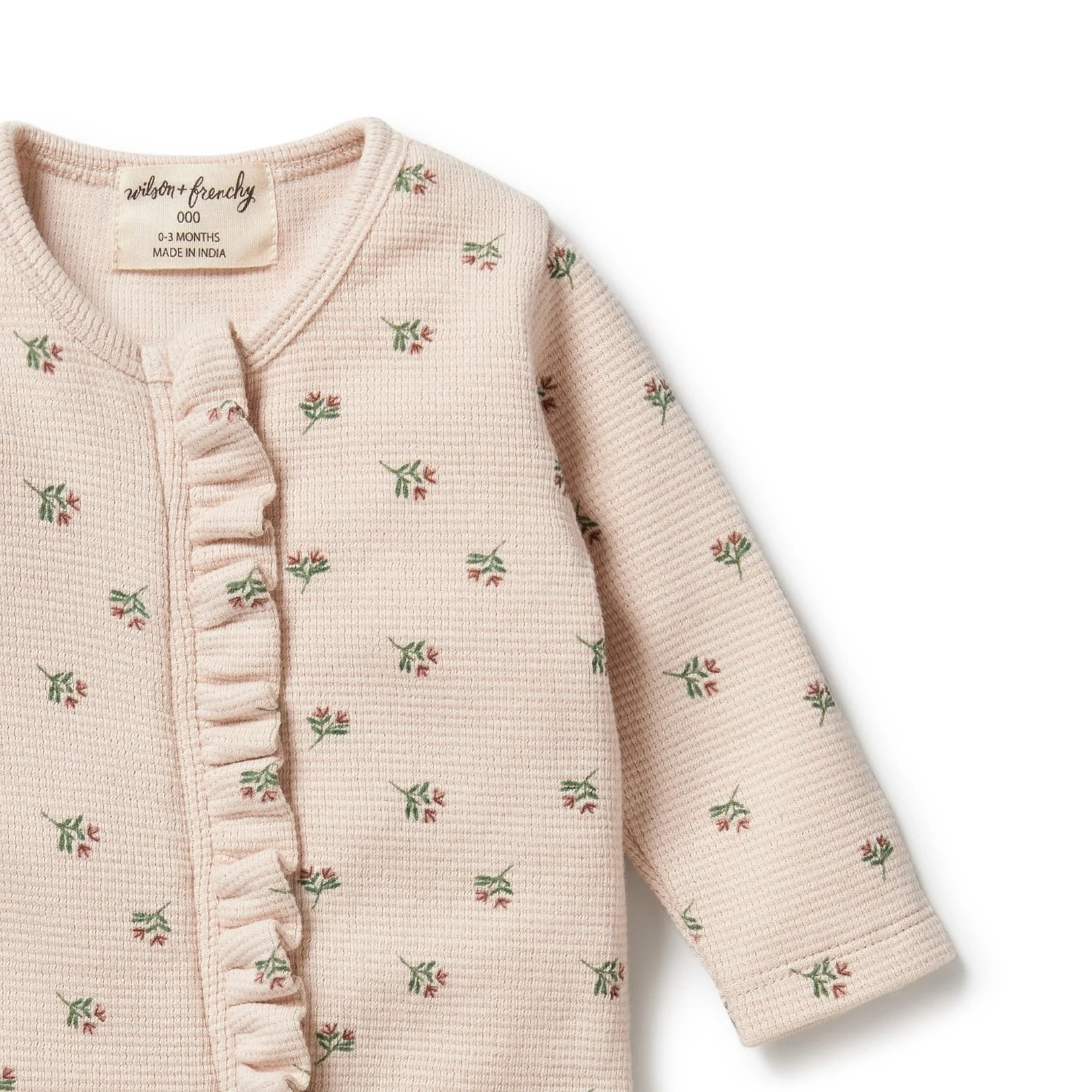 Organic Waffle Ruffle Zipsuit - Emily Floral - Image 4